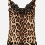 Dolce & Gabbana lace-detail leopard-print satin top