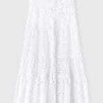 Ermanno Scervino Long Dress with Broderie Anglaise- White
